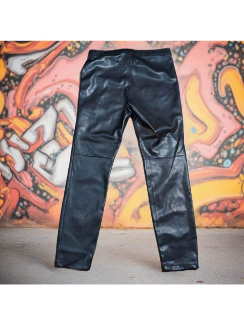 Pants Free People Womens Pull On Flux Leather Black Size 8 Biker Skinny - Picture 10 of 13